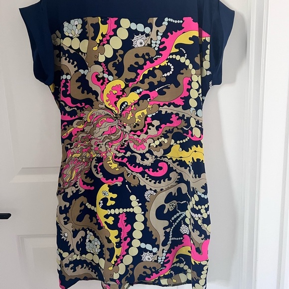 Closet Blue Graphic Print Satin Effect Mini Dress Size 10 US/ 14 UK - Picture 3 of 9